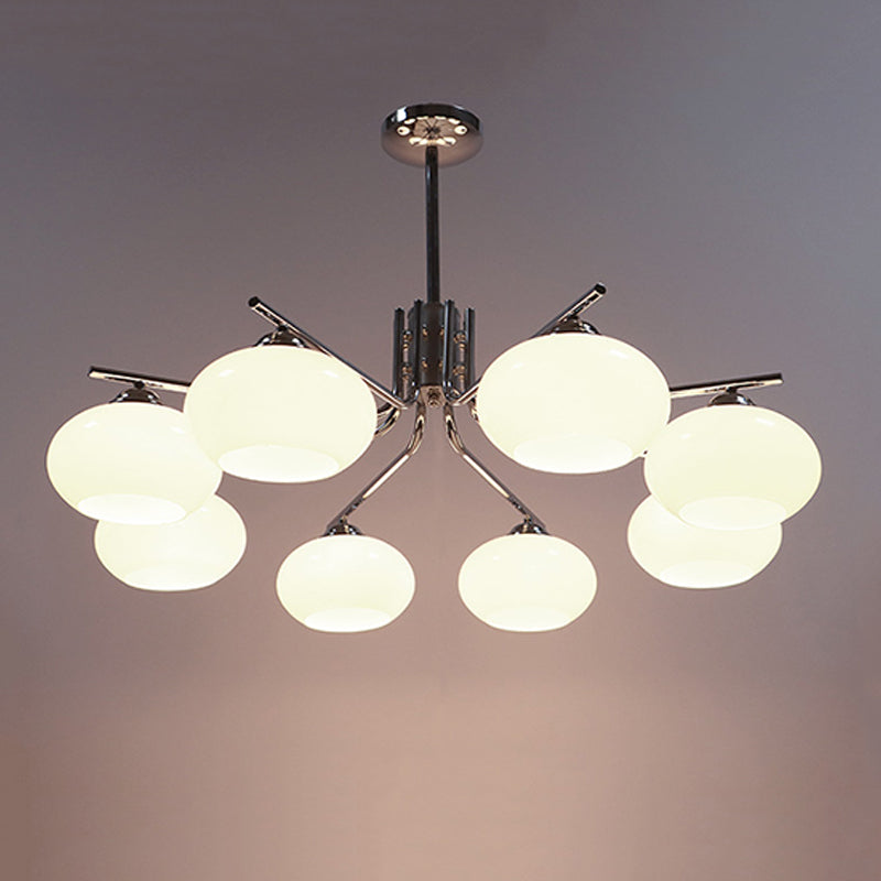 Modern Silver Ceiling Hung Fixture Starburst Glass Down Lighting Pendant