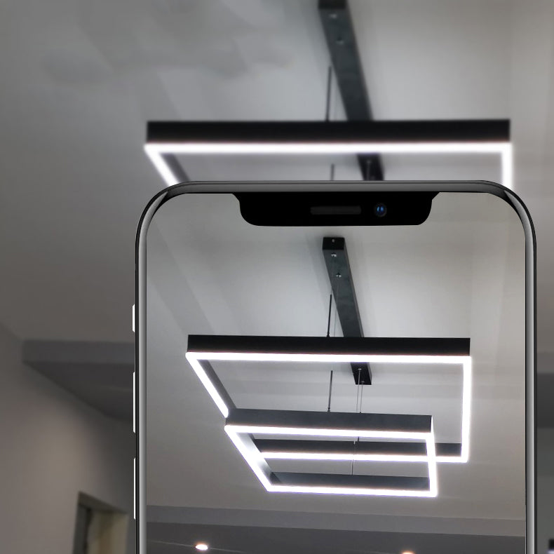 Luces colgantes colgantes de aluminio lámparas de colgación negras modernas de 2 niveles para sala de estar