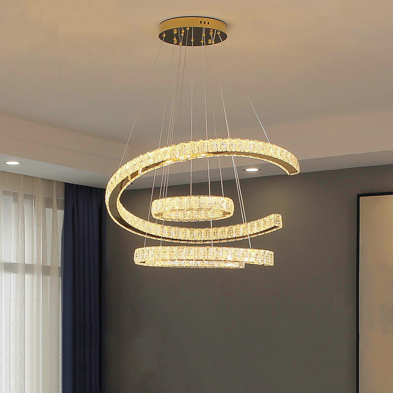 Contemporary Ceiling Pendant Light Crystal Ceiling Hung Fixtures for Living Room