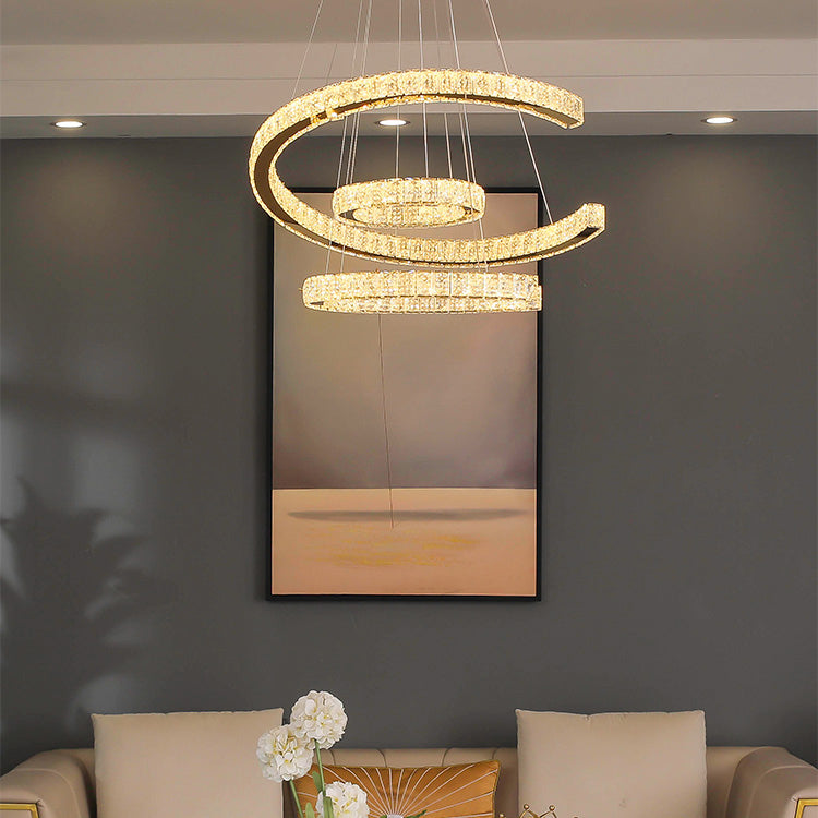 Contemporary Ceiling Pendant Light Crystal Ceiling Hung Fixtures for Living Room