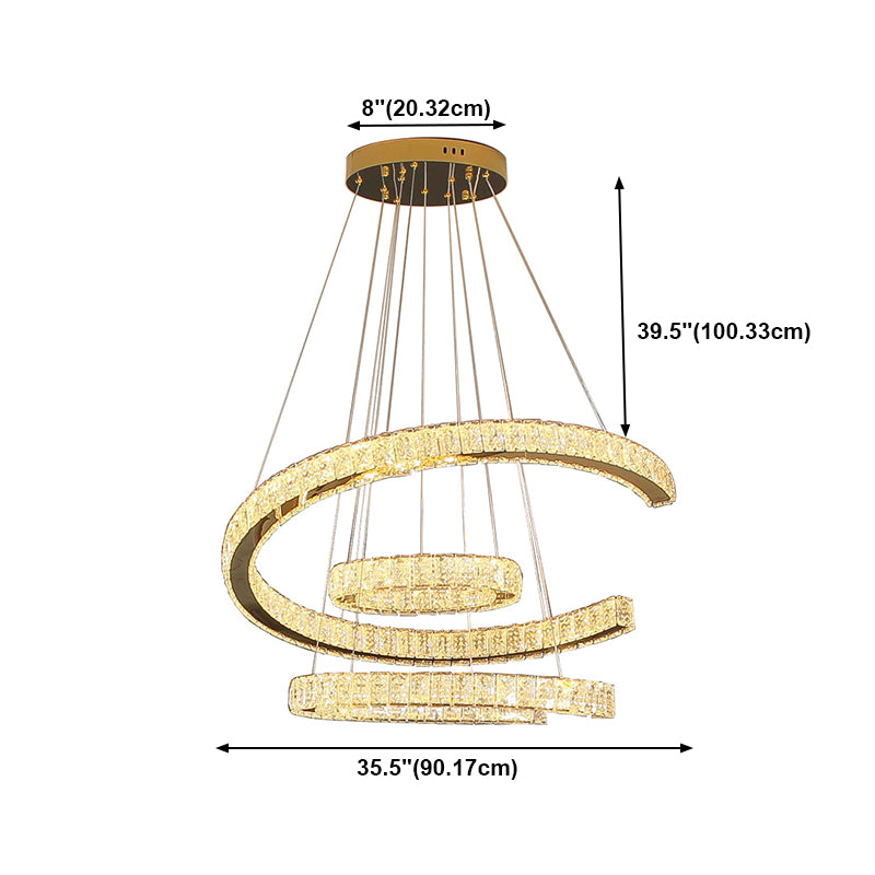 Contemporary Ceiling Pendant Light Crystal Ceiling Hung Fixtures for Living Room