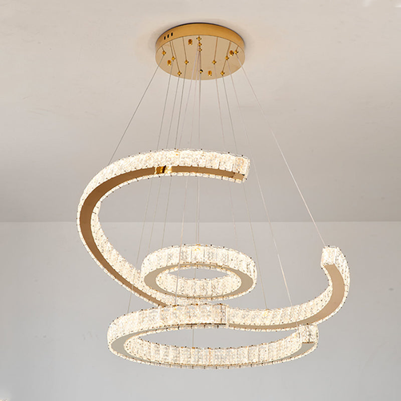 Contemporary Ceiling Pendant Light Crystal Ceiling Hung Fixtures for Living Room