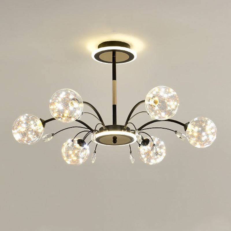 Zeitgenössisches Glas Anhänger leichte kugelförmige hängende Lichtkit für Wohnzimmer