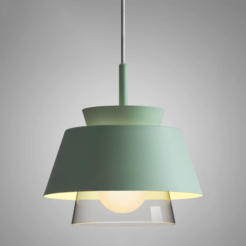 Metal Barrel Hanging Lights Modern Macaron Style 1 Light Pendant Light pour salle à manger