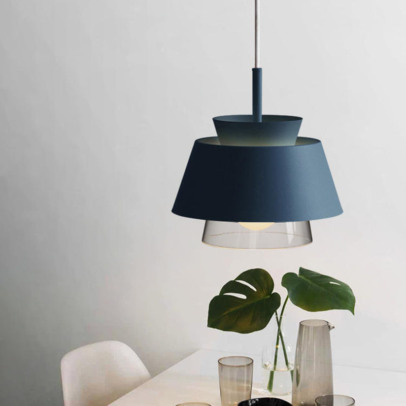 Metal Barrel Hanging Lights Modern Macaron Style 1 Light Pendant Light pour salle à manger