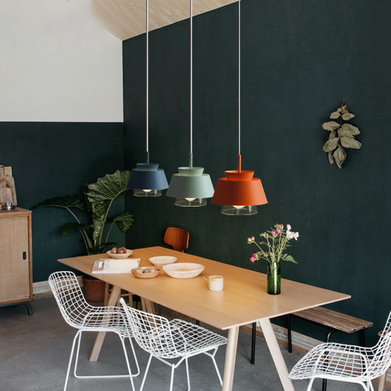 Metal Barrel Hanging Lights Modern Macaron Style 1 Light Pendant Light pour salle à manger