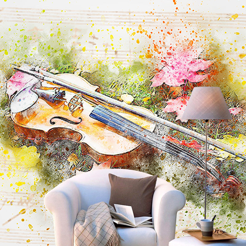 Illustration Wall Mural Wallpaper Musical Instruments Sitting Room Wall Mural
