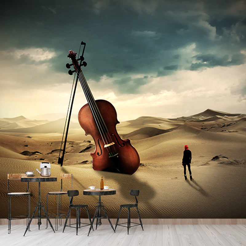 Musical Instruments Mildew Resistant Wallpaper Environmental Sleeping Room Wall Mural
