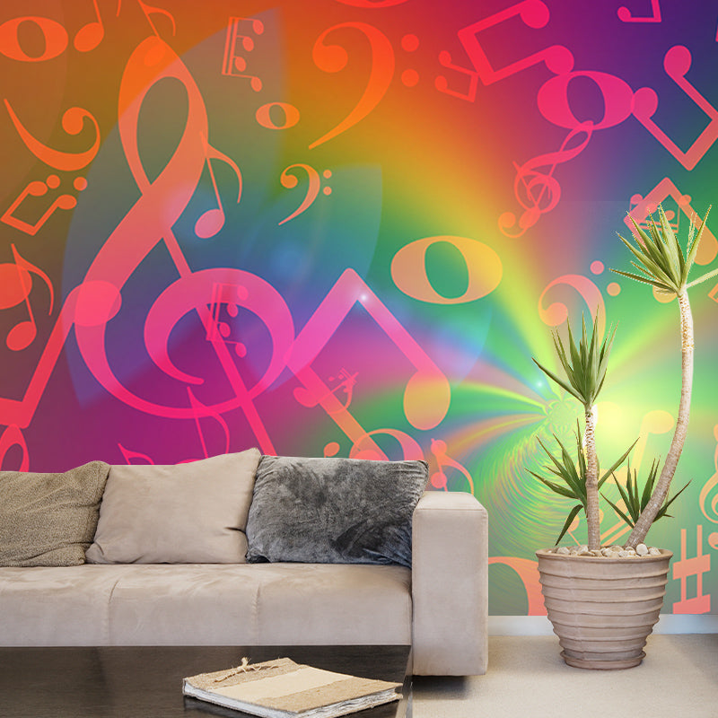 Illustration Stain Resistant Wallpaper Musical Note Living Room Wall Mural