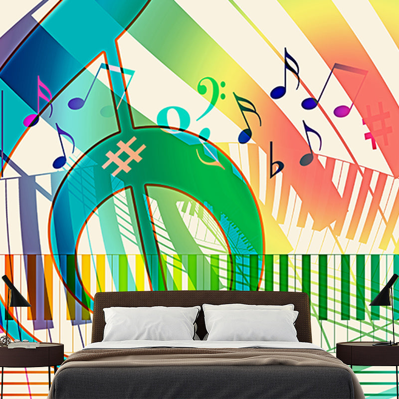 Illustration Stain Resistant Wallpaper Musical Note Living Room Wall Mural
