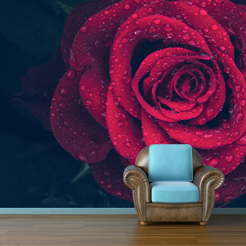 Roses Resistant Mural Wallpaper Environment Friendly Sleeping Room Wall Mural