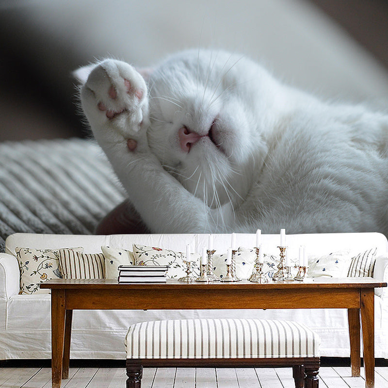 Washable Stain Resistant Wall Mural Wallpaper Pets Sitting Room Wall Mural