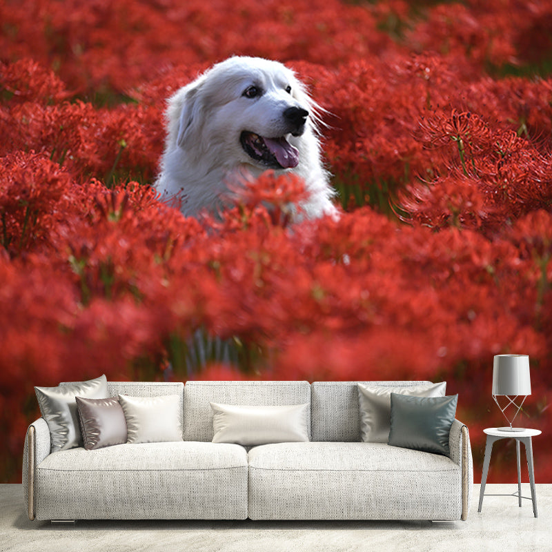 Washable Stain Resistant Wall Mural Wallpaper Pets Sitting Room Wall Mural