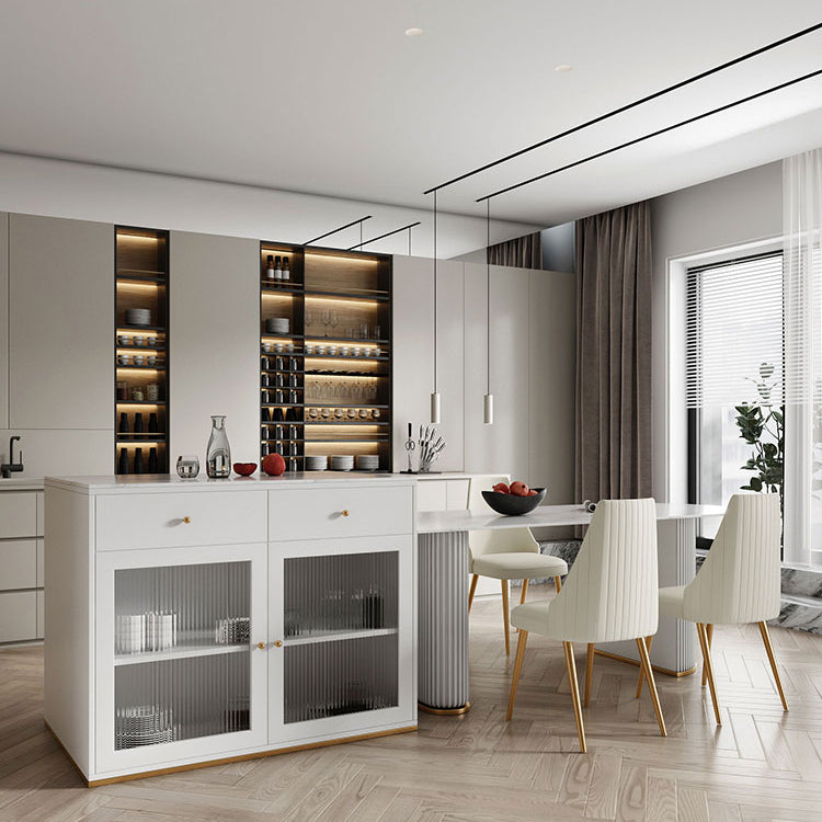 Sintered Stone Dining Table Traditional Luxury Dining Table with Double Pedestal Base