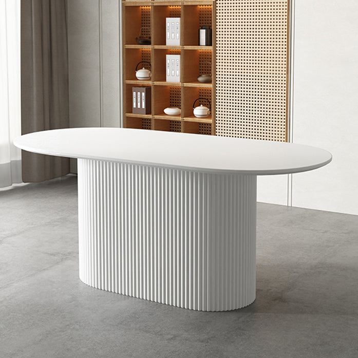 Oval Pedestal Base Dining Table Contemporary Dinette Table for Home