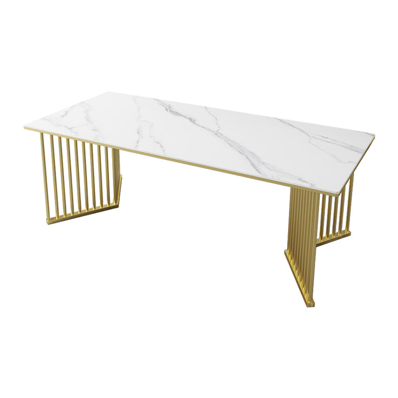 Mesa de comedor de piedra sinterizada Mesa de comedor rectangular de lujo tradicional con marco dorado