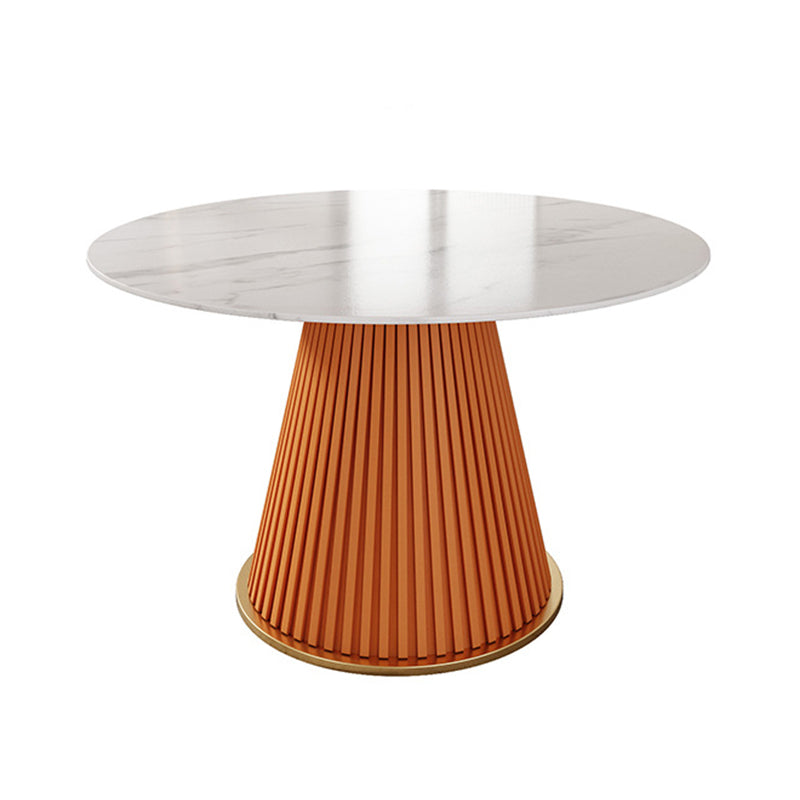 Traditional Luxury Dining Table Round Sintered Stone Pedestal Dining Table