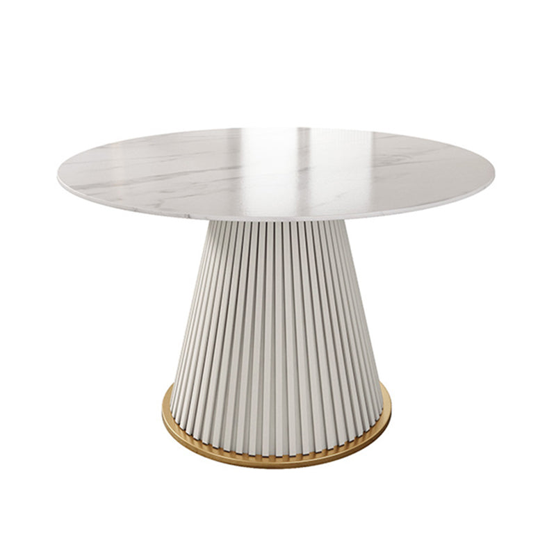 Traditional Luxury Dining Table Round Sintered Stone Pedestal Dining Table