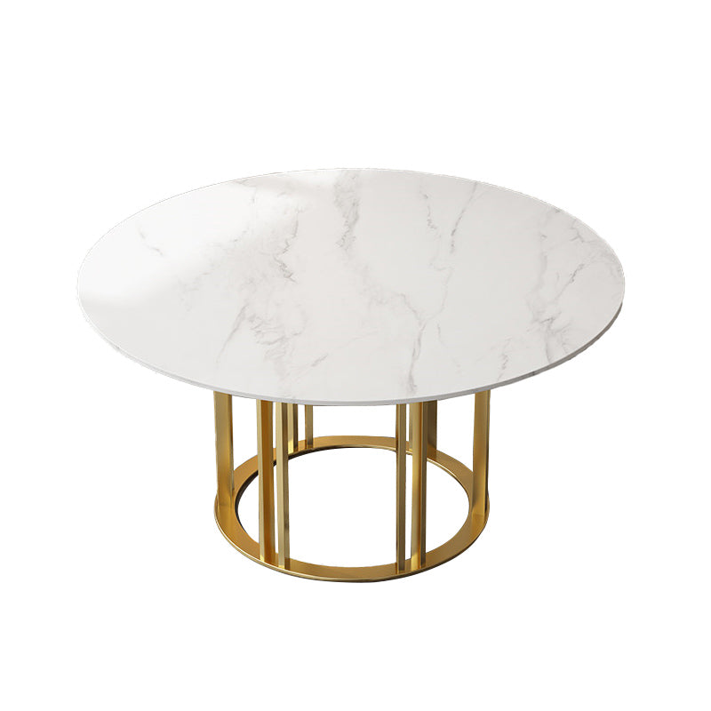Round Sintered Stone Dining Table Traditional Luxury Dining Table with Gold Base