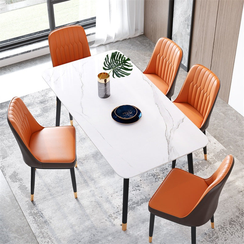 Rectangle Sintered Stone Dining Table Traditional Luxury Dining Table with Black Frame