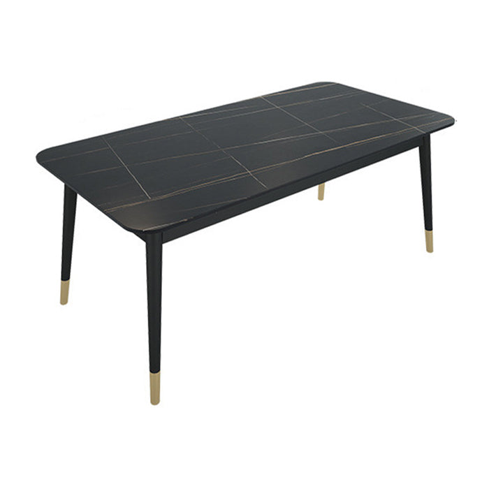 Rectangle Sintered Stone Dining Table Traditional Luxury Dining Table with Black Frame