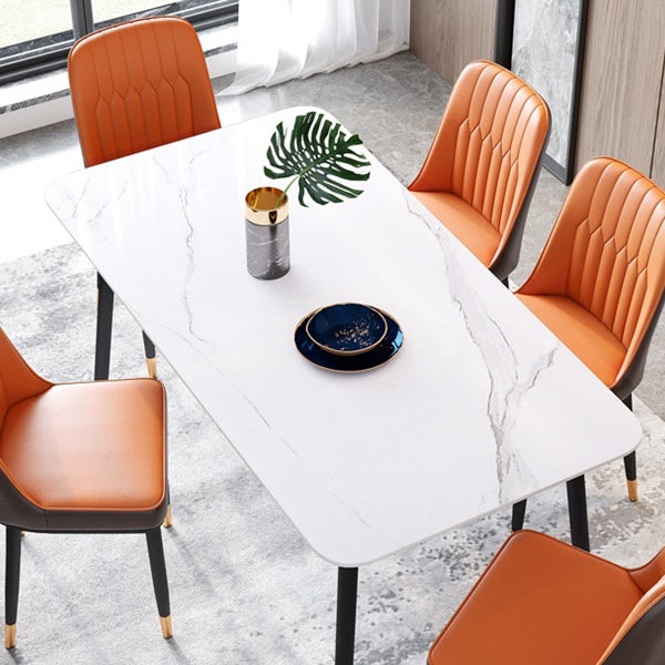 Rectangle Sintered Stone Dining Table Traditional Luxury Dining Table with Black Frame