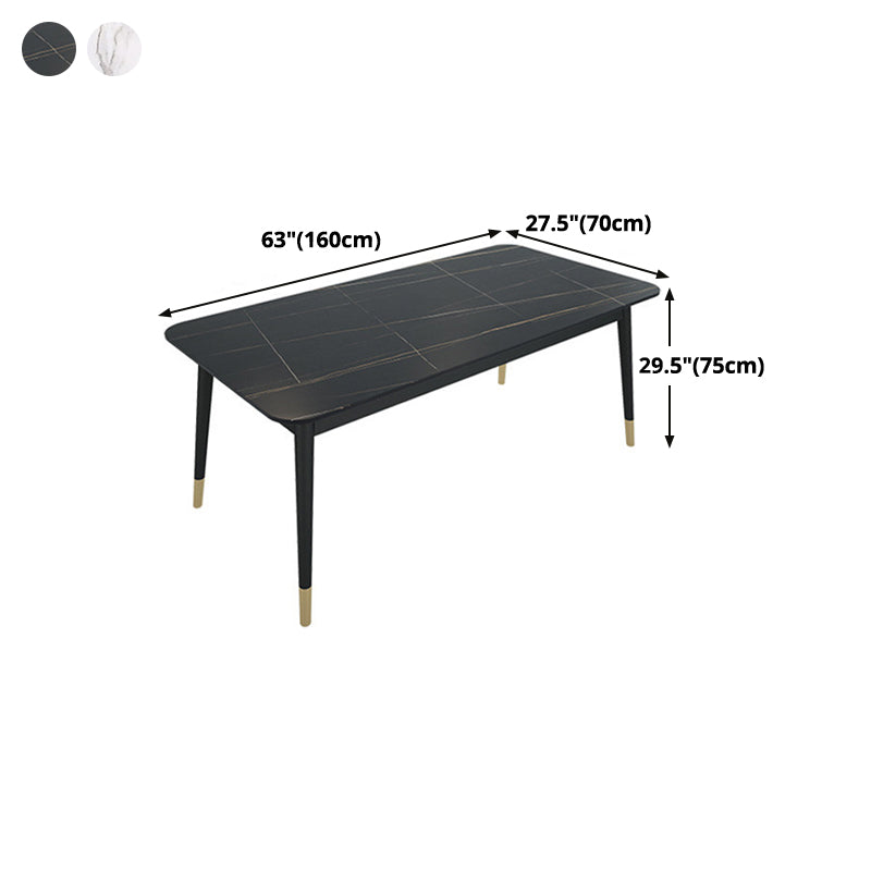 Rectangle Sintered Stone Dining Table Traditional Luxury Dining Table with Black Frame