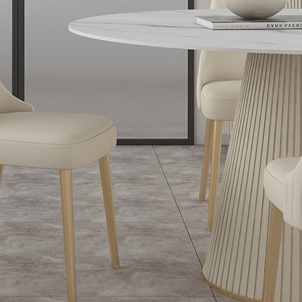 Modern Round Dining Table Stone Top Table with Pedestal Base