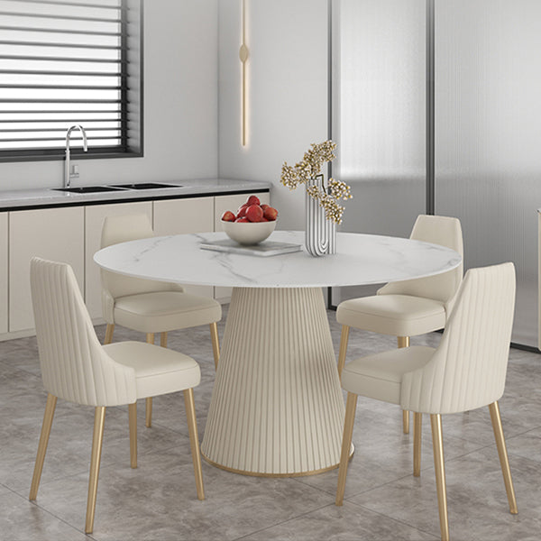Modern Round Dining Table Stone Top Table with Pedestal Base