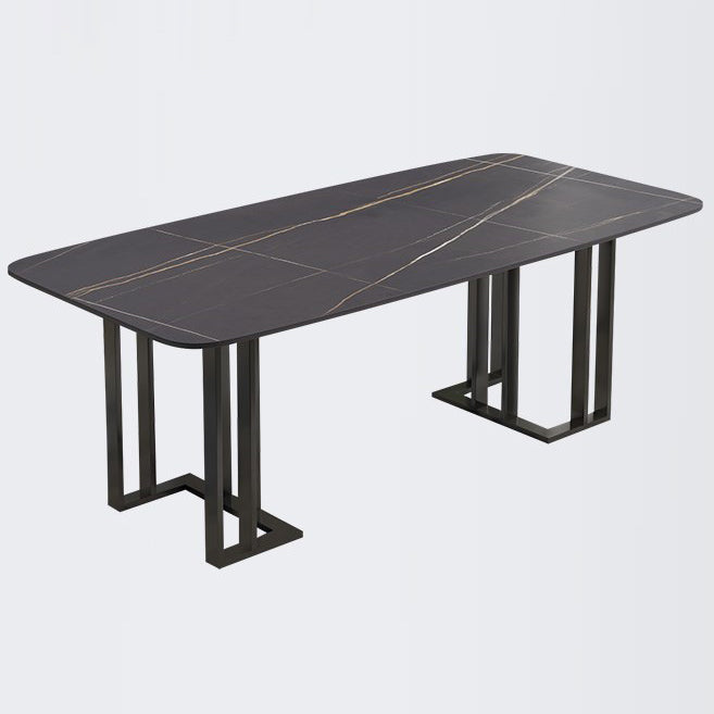 Mesa de lujo de doble pedestal rectángulo Mesa fija sinterizada para la cocina