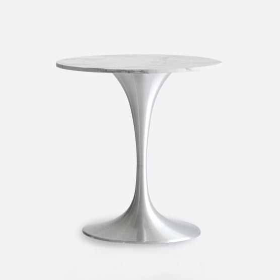 Metal Modern Round Dining Table Marble Top Indoor Table with Tulip Base