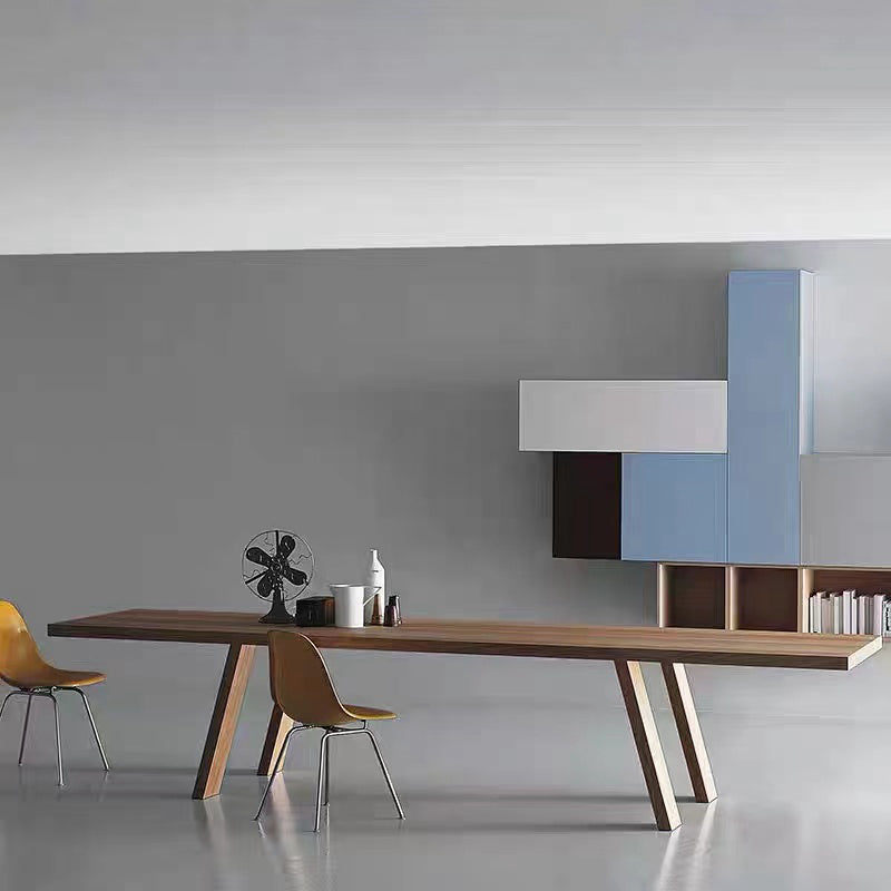 Mesa moderna de madera maciza de fresno para restaurante, mesa de cocina rectangular con 4 patas