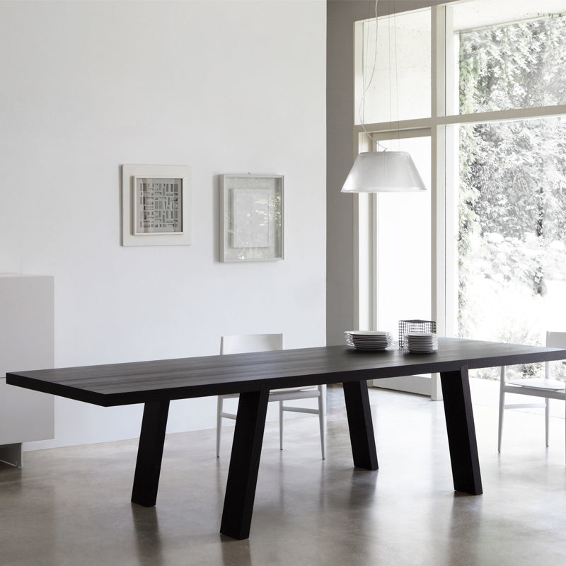 Rectangle 4 Legs Industrial Table Solid Wood Fixed Table for Dining Room
