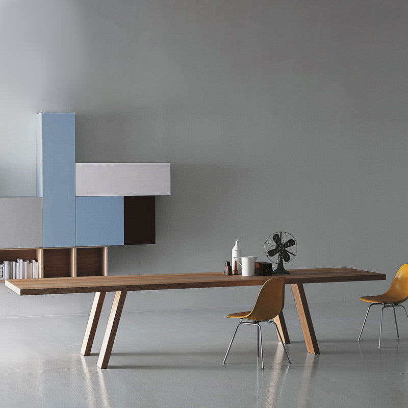 Rectangle 4 Legs Industrial Table Solid Wood Fixed Table for Dining Room