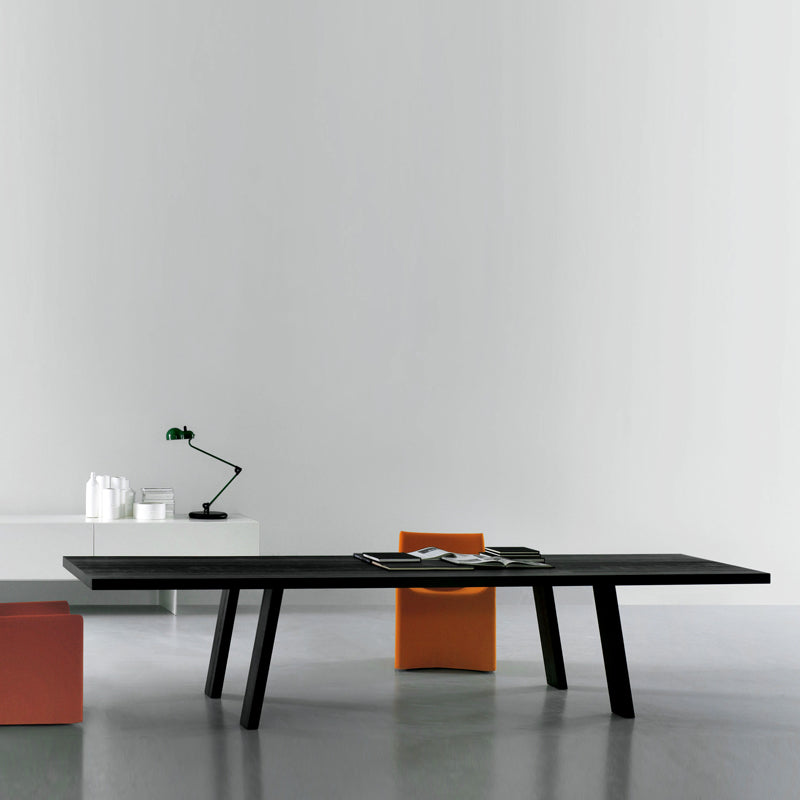 Rectangle 4 Legs Industrial Table Solid Wood Fixed Table for Dining Room
