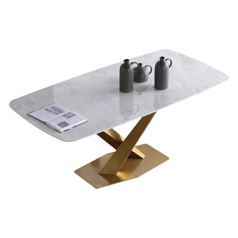 Sintered Stone Dining Table Luxury Style Pedestal Table for Dining Room