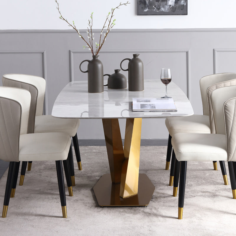 Sintered Stone Dining Table Luxury Style Pedestal Table for Dining Room
