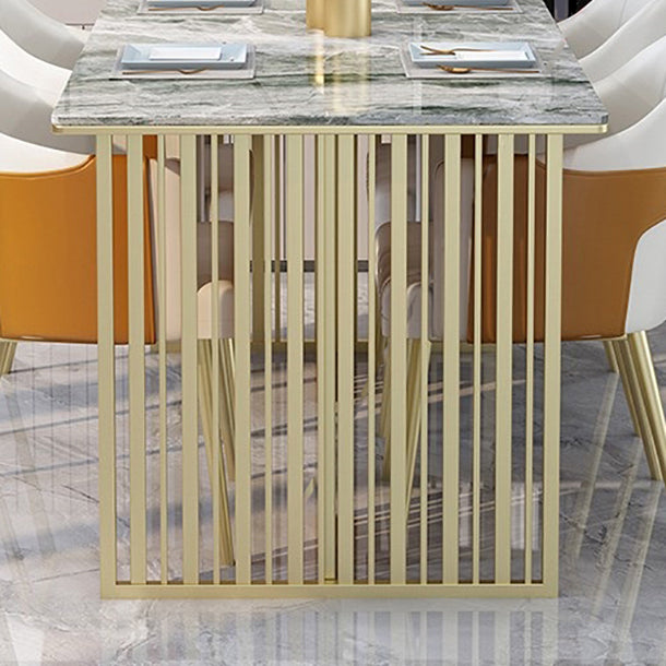 Mesa de comedor de piedra sinterizada de lujo Mesa de interior rectángulo con base de pedestal doble