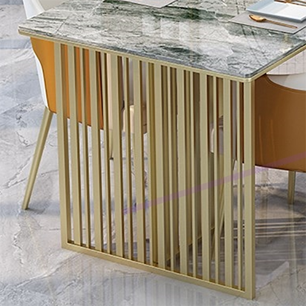 Mesa de comedor de piedra sinterizada de lujo Mesa de interior rectángulo con base de pedestal doble