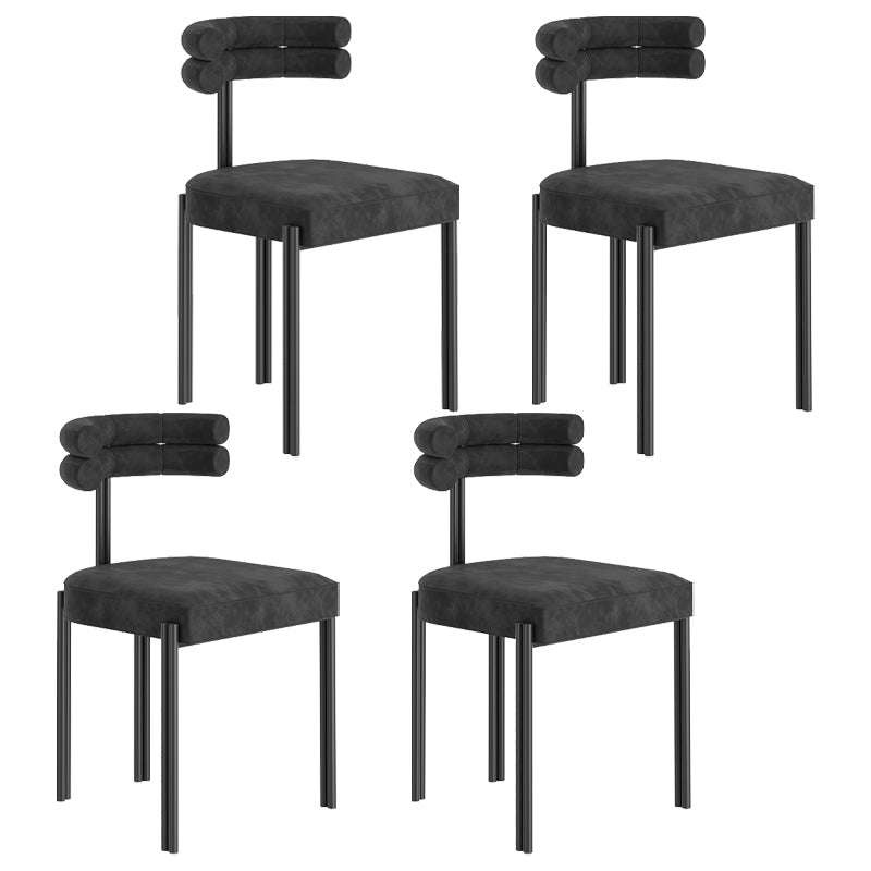 Designer Style Restaurant Velvet Side Chair Matte Finish Open Back Dining Chair