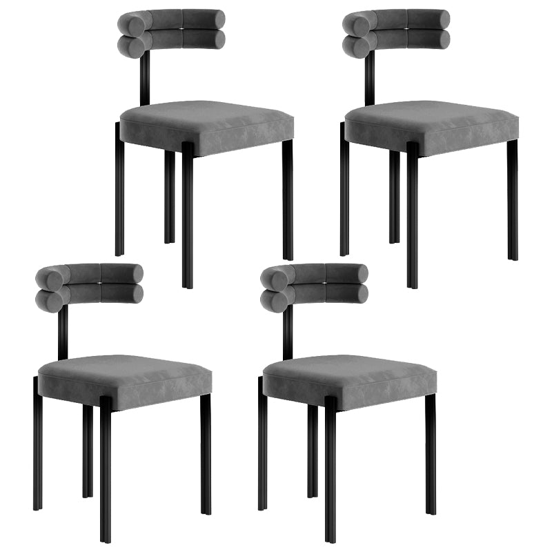 Designer Style Restaurant Velvet Side Chair Matte Finish Open Back Dining Chair