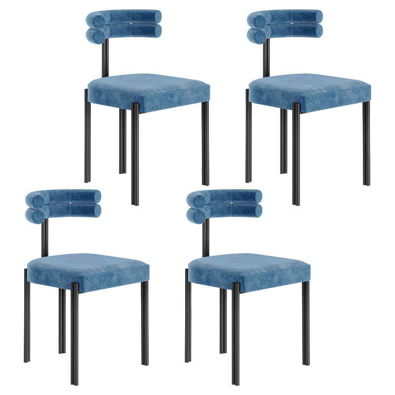 Designer Style Restaurant Velvet Side Chair Matte Finish Open Back Dining Chair