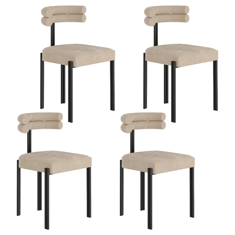 Designer Style Restaurant Velvet Side Chair Matte Finish Open Back Dining Chair