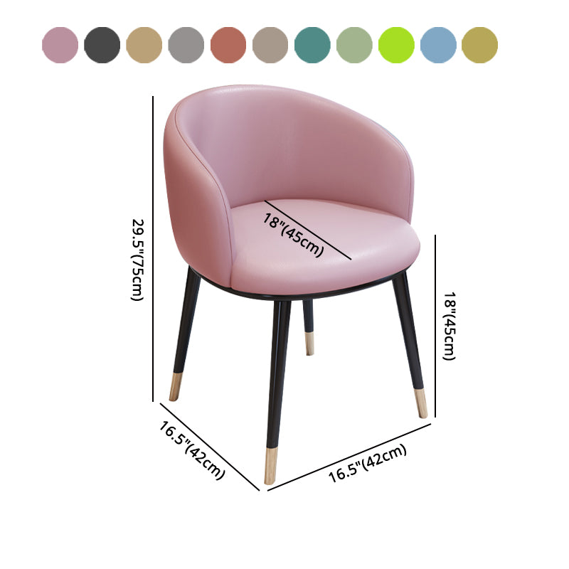 Silla de comedor con respaldo sólido y acabado mate de cuero moderno para dormitorio
