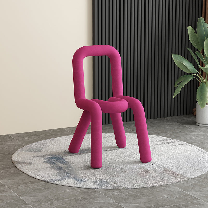 Silla lateral curvada de terciopelo para restaurante, silla de comedor con parte trasera abierta y acabado mate