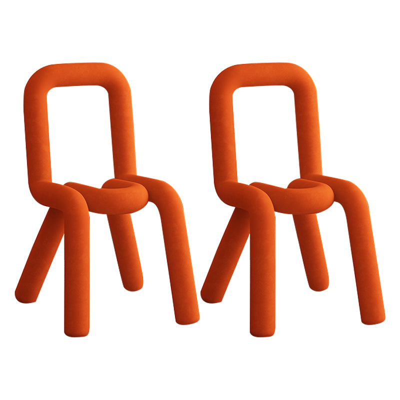 Silla lateral curvada de terciopelo para restaurante, silla de comedor con parte trasera abierta y acabado mate