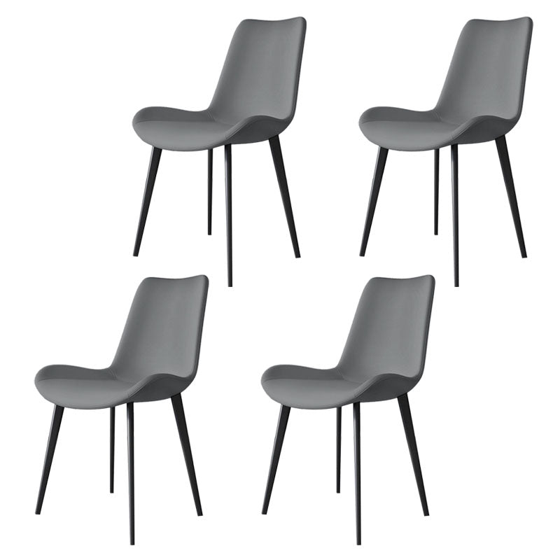 Silla auxiliar de comedor moderna, silla sin brazos Parsons curvada de cuero con acabado mate