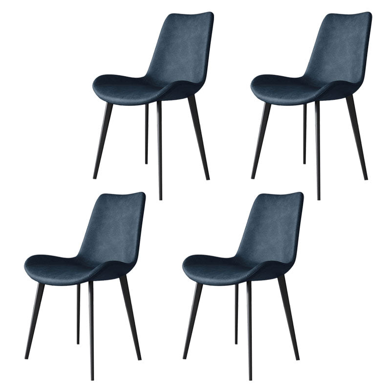 Silla auxiliar de comedor moderna, silla sin brazos Parsons curvada de cuero con acabado mate
