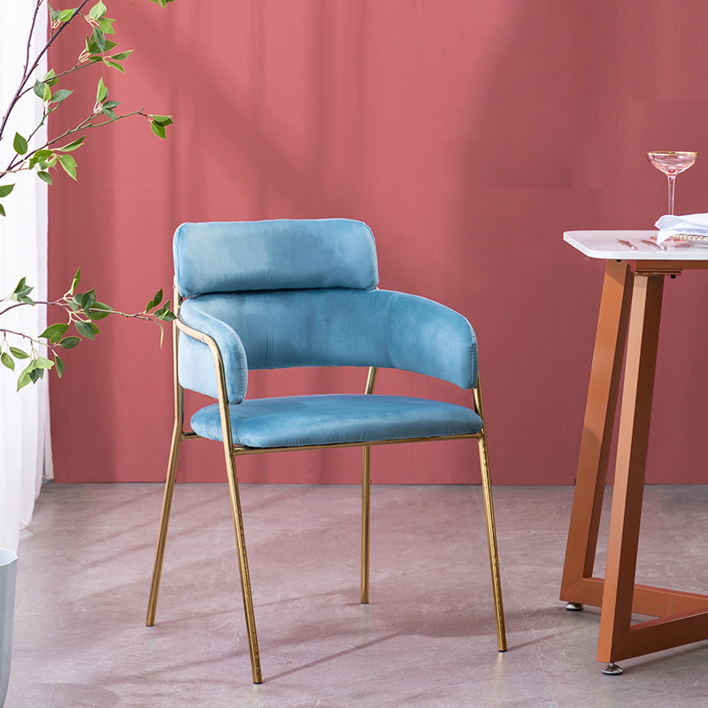 Sillas de comedor de terciopelo Glam, silla lateral de comedor con respaldo abierto para uso en restaurantes