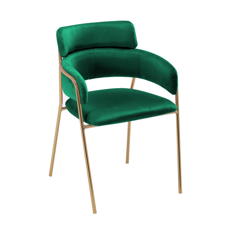Sillas de comedor de terciopelo Glam, silla lateral de comedor con respaldo abierto para uso en restaurantes